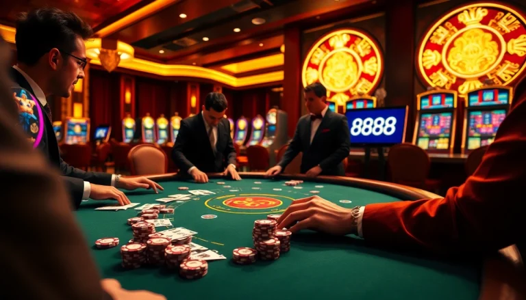Engaging players at a blackjack table underscore the action at 888b.report casino scene.