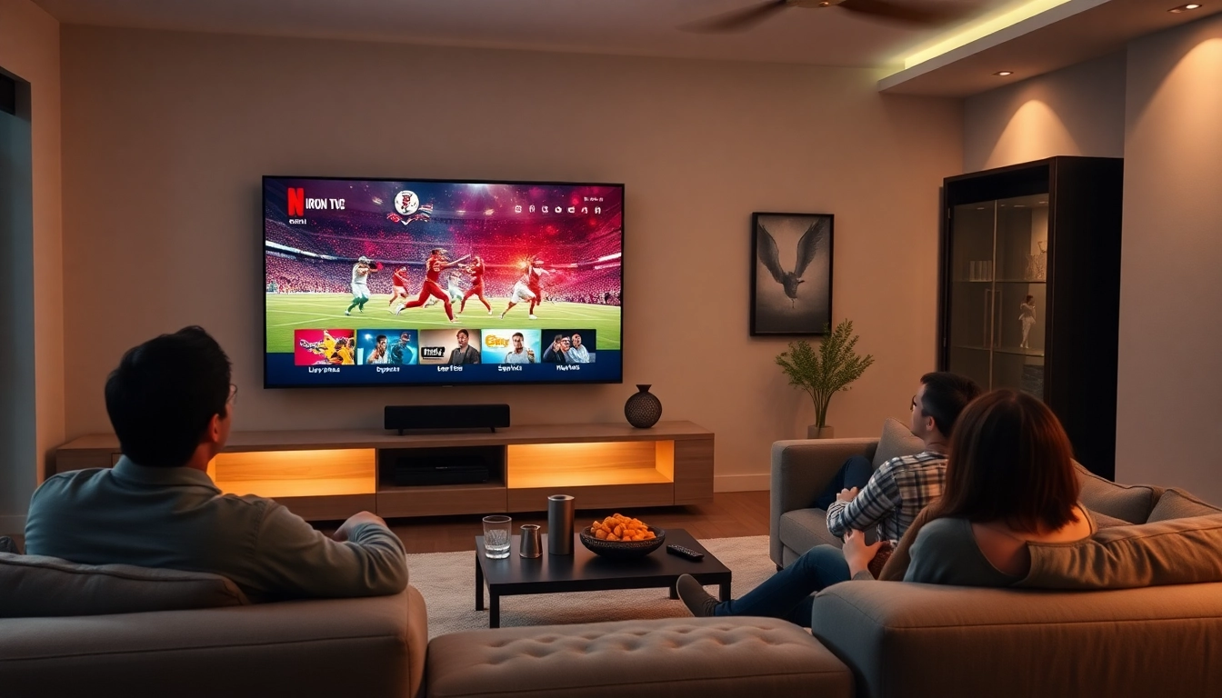 Experience Iron TV Pro's vibrant streaming interface in a cozy living room.