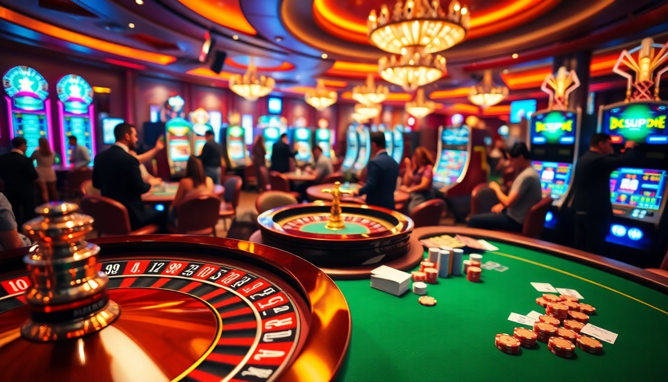 Experience the thrill of gambling at https://f8bet.ventures/ with vibrant casino scenes and excited players.