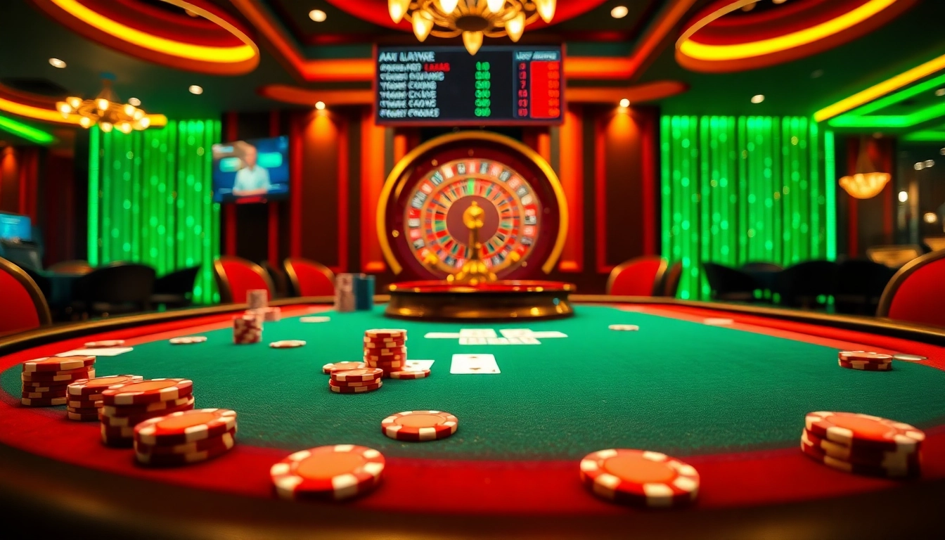 Experience the excitement of kèo nhà cái 5 with vibrant poker chips and a shining roulette wheel.