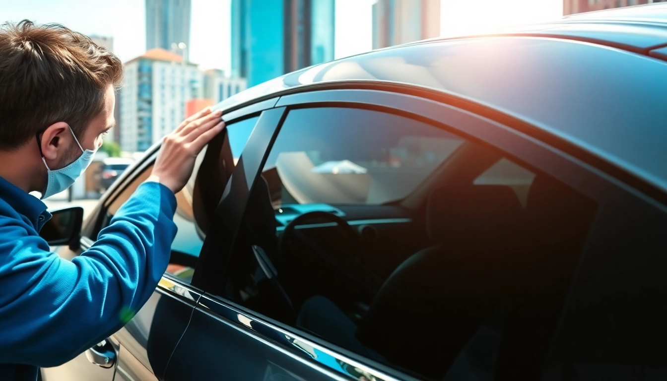Transform your vehicle's appearance with expert window tint near me service demonstrating sleek installation.