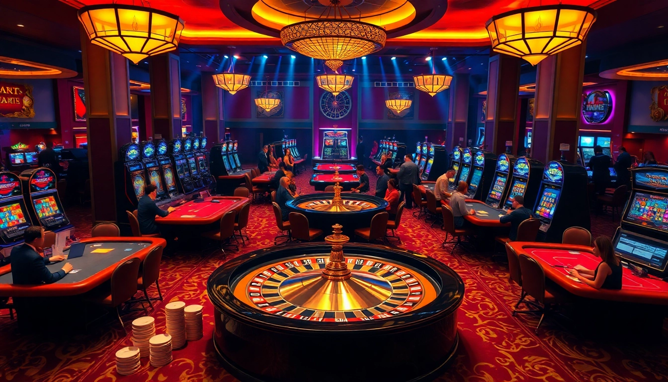 Players enjoying immersive MMOO casino games with vibrant lighting and exciting gameplay.
