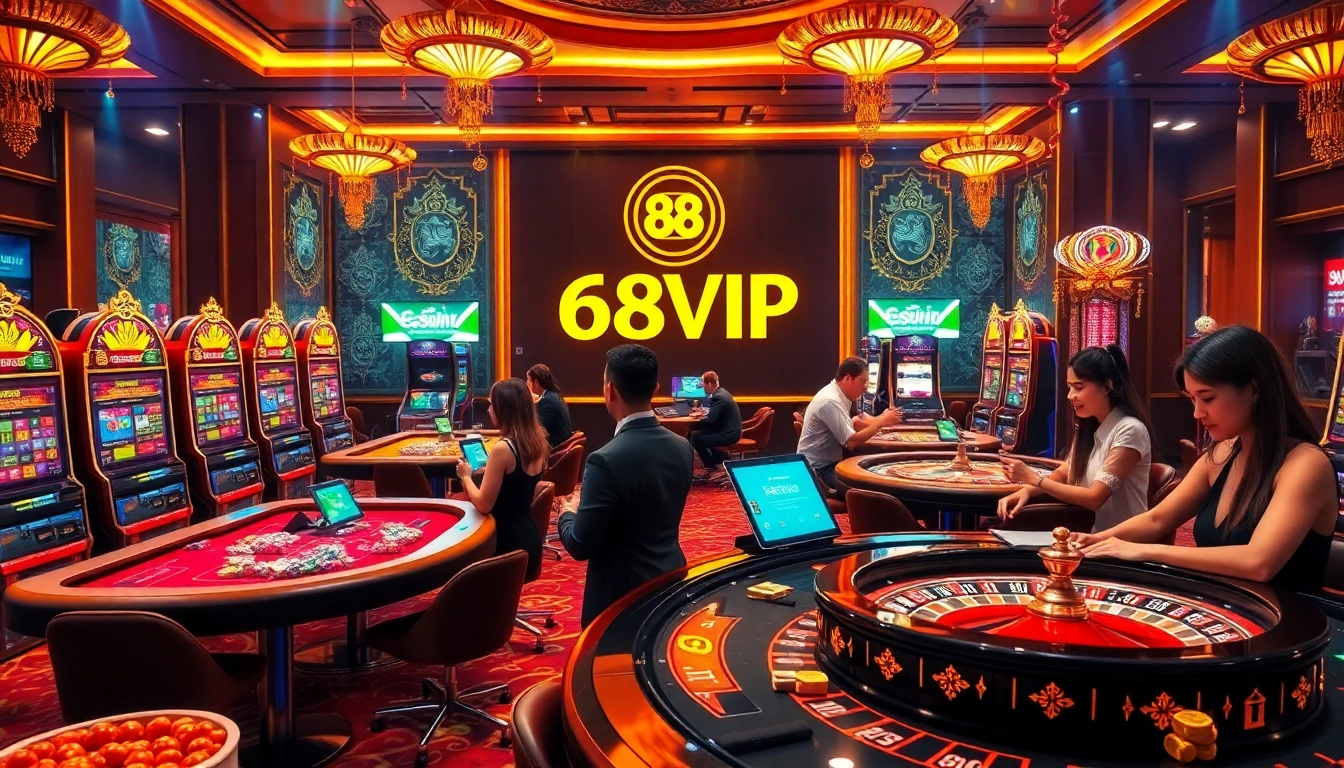 Engaging players enjoying games as they Đăng Nhập Nhà Cái 68VIP for a thrilling casino experience.